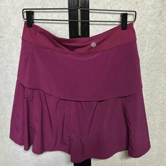 Athleta Wherever Skirt Skort Size 2 Purple Magenta Stretch Tiered Built In Short - Picture 5 of 6
